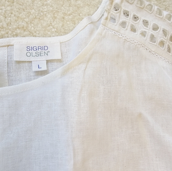 LAST CALL🍂 Sigrid Olsen linen rayon button back top blouse - Picture 2 of 14
